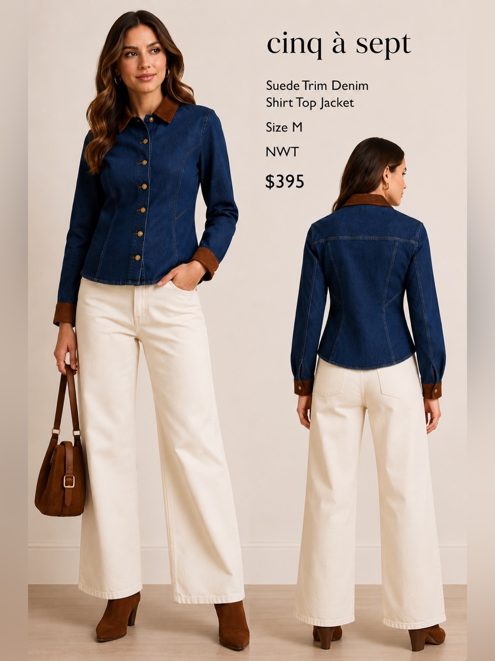 Cinq a Sept Suede Combo
Autumn Denim Shirt Jacket NWT